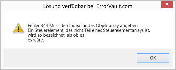 Fix Muss den Index für das Objektarray angeben (Error Fehler 344)