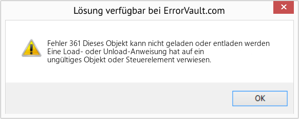 Fix Dieses Objekt kann nicht geladen oder entladen werden (Error Fehler 361)