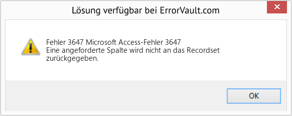 Download Error <?php echo $number; ?> (Microsoft Access-Fehler 3647) Repair Tool Fix Microsoft Access-Fehler 3647 (Error Fehler 3647)