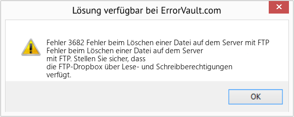 Download Error <?php echo $number; ?> (Fehler beim Löschen einer Datei auf dem Server mit FTP) Repair Tool Fix Fehler beim Löschen einer Datei auf dem Server mit FTP (Error Fehler 3682)