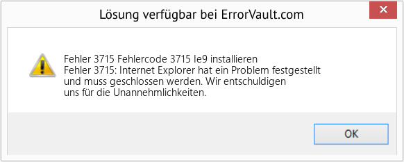 Fix Fehlercode 3715 Ie9 installieren (Error Fehler 3715)