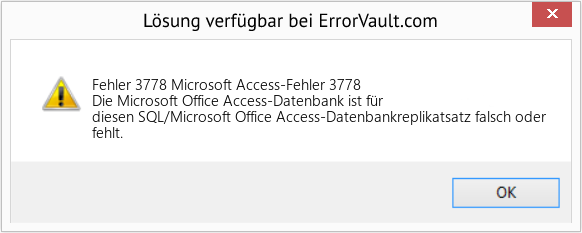 Fix Microsoft Access-Fehler 3778 (Error Fehler 3778)