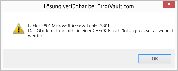 Fix Microsoft Access-Fehler 3801 (Error Fehler 3801)