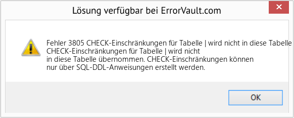 Fix CHECK-Einschränkungen für Tabelle | wird nicht in diese Tabelle übernommen (Error Fehler 3805)