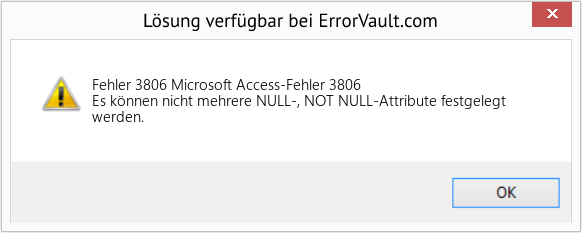 Fix Microsoft Access-Fehler 3806 (Error Fehler 3806)