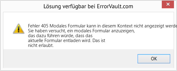 Fix Modales Formular kann in diesem Kontext nicht angezeigt werden (Error Fehler 405)