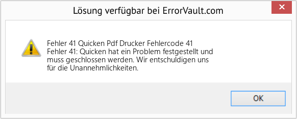 Fix Quicken Pdf Drucker Fehlercode 41 (Error Fehler 41)