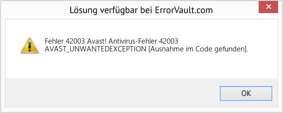 Fix Avast! Antivirus-Fehler 42003 (Error Fehler 42003)