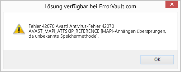 Fix Avast! Antivirus-Fehler 42070 (Error Fehler 42070)