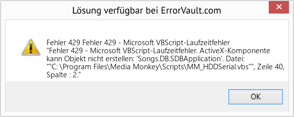 Fix Fehler 429 - Microsoft VBScript-Laufzeitfehler (Error Fehler 429)