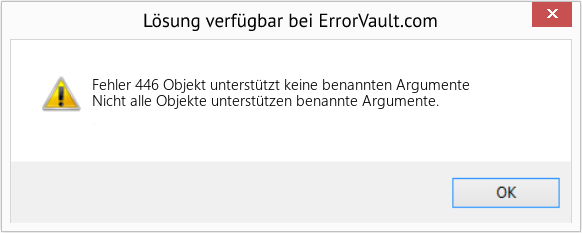 Download Error <?php echo $number; ?> (Objekt unterstützt keine benannten Argumente) Repair Tool Fix Objekt unterstützt keine benannten Argumente (Error Fehler 446)