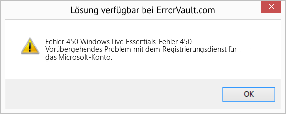 Fix Windows Live Essentials-Fehler 450 (Error Fehler 450)
