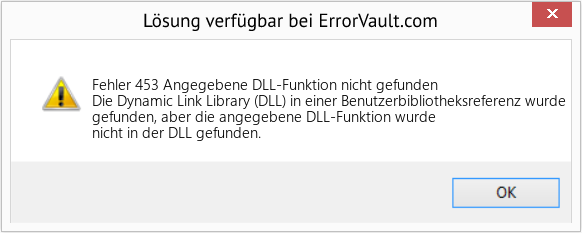 Fix Angegebene DLL-Funktion nicht gefunden (Error Fehler 453)