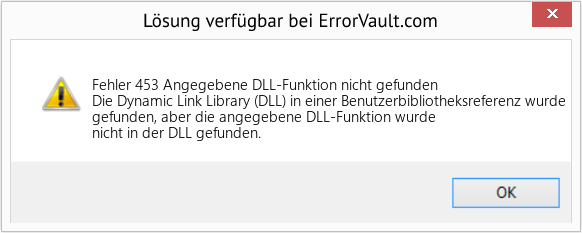 Download Error <?php echo $number; ?> (Angegebene DLL-Funktion nicht gefunden) Repair Tool Fix Angegebene DLL-Funktion nicht gefunden (Error Fehler 453)