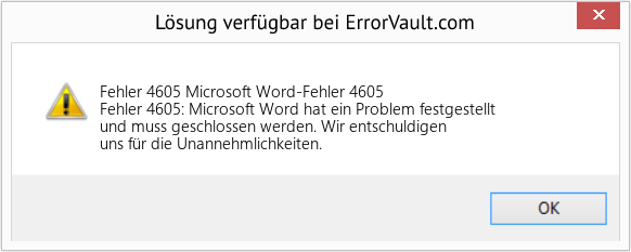 Fix Microsoft Word-Fehler 4605 (Error Fehler 4605)