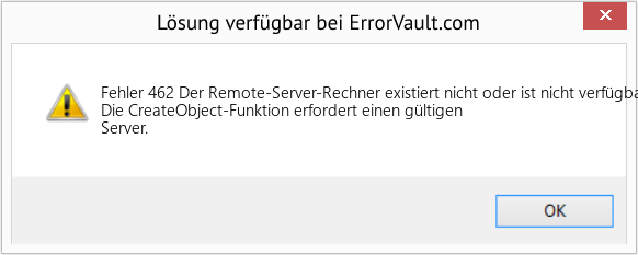 Fix Der Remote-Server-Rechner existiert nicht oder ist nicht verfügbar (Error Fehler 462)