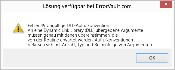 Download Error <?php echo $number; ?> (Ungültige DLL-Aufrufkonvention) Repair Tool Fix Ungültige DLL-Aufrufkonvention (Error Fehler 49)
