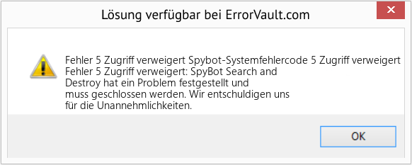 Download Error <?php echo $number; ?> (Spybot-Systemfehlercode 5 Zugriff verweigert) Repair Tool Fix Spybot-Systemfehlercode 5 Zugriff verweigert (Error Fehler 5 Zugriff verweigert)