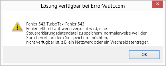 Fix TurboTax-Fehler 543 (Error Fehler 543)