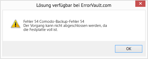 Fix Comodo-Backup-Fehler 54 (Error Fehler 54)
