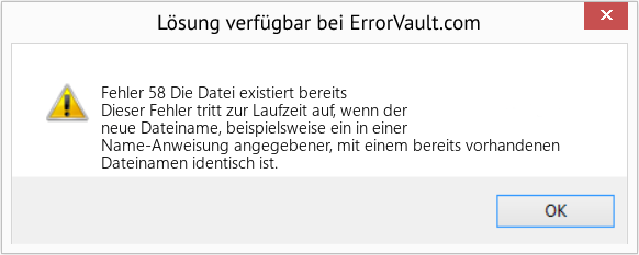 Fix Die Datei existiert bereits (Error Fehler 58)
