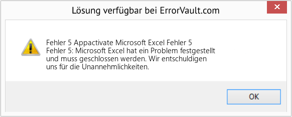 Fix Appactivate Microsoft Excel Fehler 5 (Error Fehler 5)