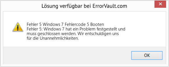 Download Error <?php echo $number; ?> (Windows 7 Fehlercode 5 Booten) Repair Tool Fix Windows 7 Fehlercode 5 Booten (Error Fehler 5)