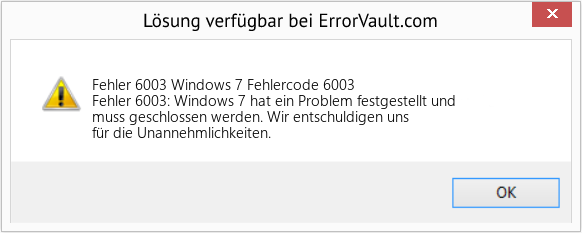 Download Error <?php echo $number; ?> (Windows 7 Fehlercode 6003) Repair Tool Fix Windows 7 Fehlercode 6003 (Error Fehler 6003)