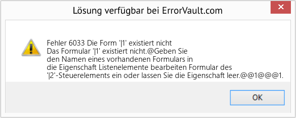 Download Error <?php echo $number; ?> (Die Form '|1' existiert nicht) Repair Tool Fix Die Form '|1' existiert nicht (Error Fehler 6033)