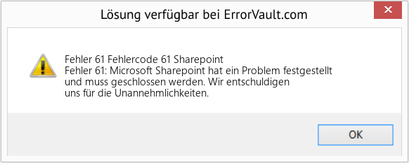 Fix Fehlercode 61 Sharepoint (Error Fehler 61)