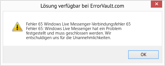 Fix Windows Live Messenger-Verbindungsfehler 65 (Error Fehler 65)