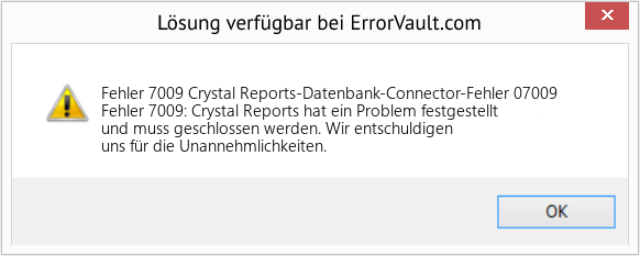 Fix Crystal Reports-Datenbank-Connector-Fehler 07009 (Error Fehler 7009)