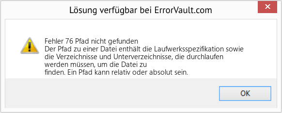 Fix Pfad nicht gefunden (Error Fehler 76)