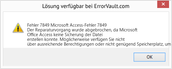 Fix Microsoft Access-Fehler 7849 (Error Fehler 7849)