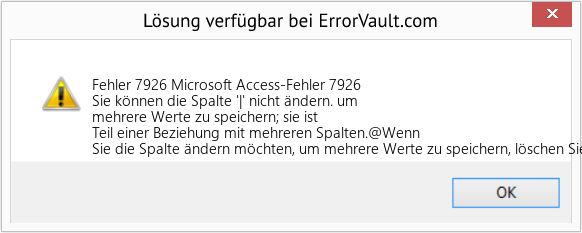 Fix Microsoft Access-Fehler 7926 (Error Fehler 7926)