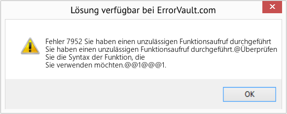 Fix Sie haben einen unzulässigen Funktionsaufruf durchgeführt (Error Fehler 7952)