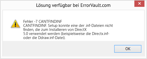 Download Error <?php echo $number; ?> (CANTFINDINF) Repair Tool Fix CANTFINDINF (Error Fehler -7)