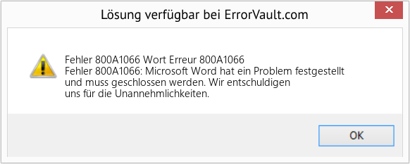 Fix Wort Erreur 800A1066 (Error Fehler 800A1066)
