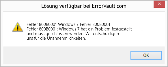 Fix Windows 7 Fehler 800B0001 (Error Fehler 800B0001)