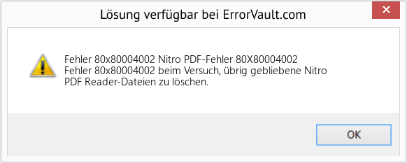 Fix Nitro PDF-Fehler 80X80004002 (Error Fehler 80x80004002)