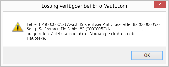 Fix Avast! Kostenloser Antivirus-Fehler 82 (00000052) (Error Fehler 82 (00000052))