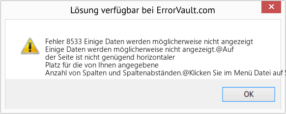 Fix Einige Daten werden möglicherweise nicht angezeigt (Error Fehler 8533)