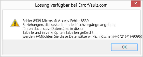 Fix Microsoft Access-Fehler 8539 (Error Fehler 8539)