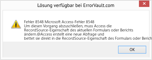 Fix Microsoft Access-Fehler 8548 (Error Fehler 8548)