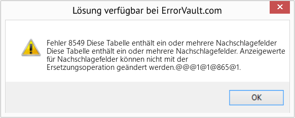 Download Error <?php echo $number; ?> (Diese Tabelle enthält ein oder mehrere Nachschlagefelder) Repair Tool Fix Diese Tabelle enthält ein oder mehrere Nachschlagefelder (Error Fehler 8549)