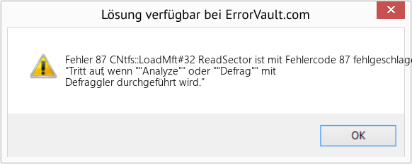 Fix CNtfs::LoadMft#32 ReadSector ist mit Fehlercode 87 fehlgeschlagen. (Error Fehler 87)