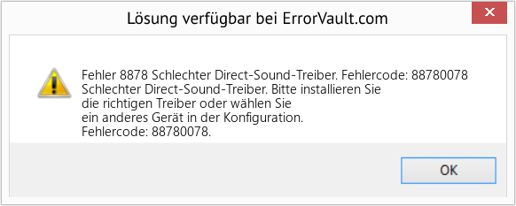 Download Error <?php echo $number; ?> (Schlechter Direct-Sound-Treiber. Fehlercode: 88780078) Repair Tool Fix Schlechter Direct-Sound-Treiber. Fehlercode: 88780078 (Error Fehler 8878)