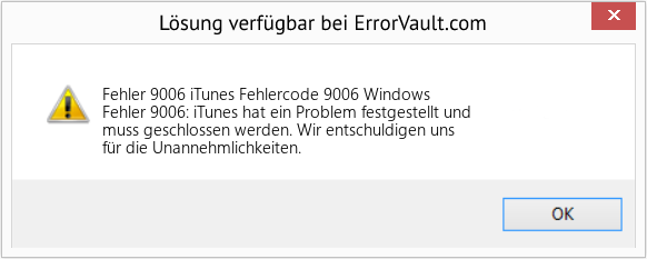 Fix iTunes Fehlercode 9006 Windows (Error Fehler 9006)