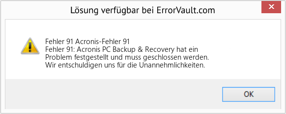 Fix Acronis-Fehler 91 (Error Fehler 91)