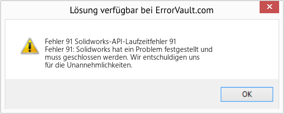 Fix Solidworks-API-Laufzeitfehler 91 (Error Fehler 91)